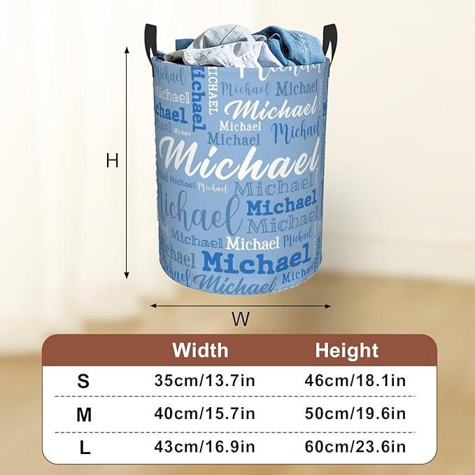 Custom Name Laundry Hamper, Personalized Laundry Baskets with Name for Boys Girls Women Men, Customized Collapsible Dirty Clothes Hamper Easy Storage Gifts for Bedroom Bathroom Living Room