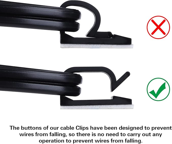 XHF 120 PCS Adhesive Cable Wire Clips Black, Outdoor Christmas Light Clips, Cable Management Wire Organizer Cord Holder for Under Desk, Car, Wall, TV PC Ethernet Cable