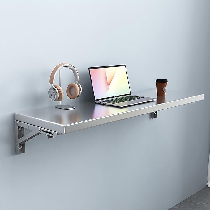 Wall Mounted Folding Table,304 Stainless Steel Wall Folding Desk,Floating Table for Wall,Laundry Room Folding Table,Home Bars and Dining Establishments(100x40cm /39.4"x15.7")