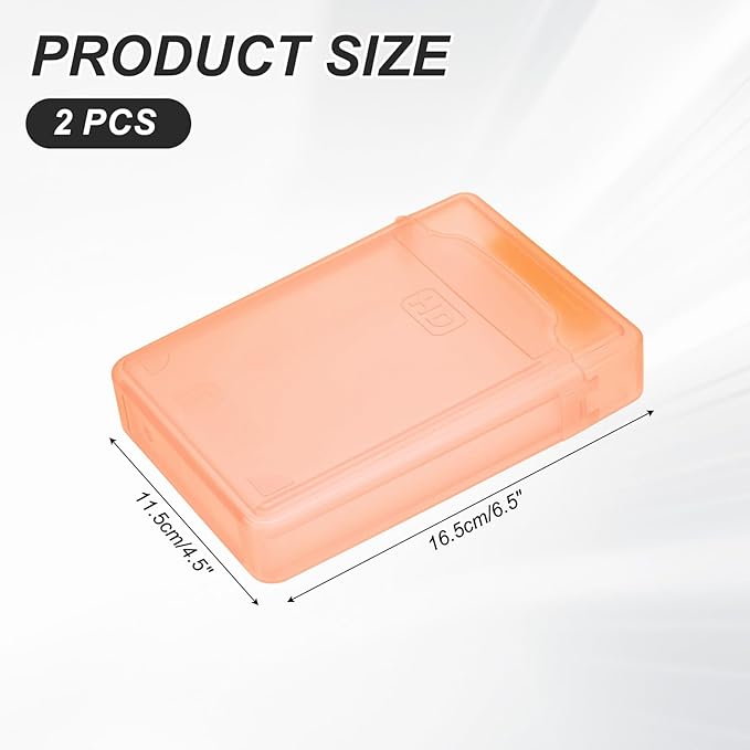 PATIKIL 6.5" x 4.5" Hard Drive Disk Case, 2Pcs Plastic Hard Disk Storage Box Portable Anti-Static Case for 3.5" External SSD HDD, Orange