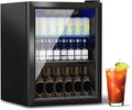 Beverage Refrigerator Cooler, 72 Can Mini Fridge Glass Door for Drinks Soda, Beer, or Wine - Small Refrigerator for Office Bedroom Home Bar, Adjustable Shelves, 1.7 Cu.Ft, Black