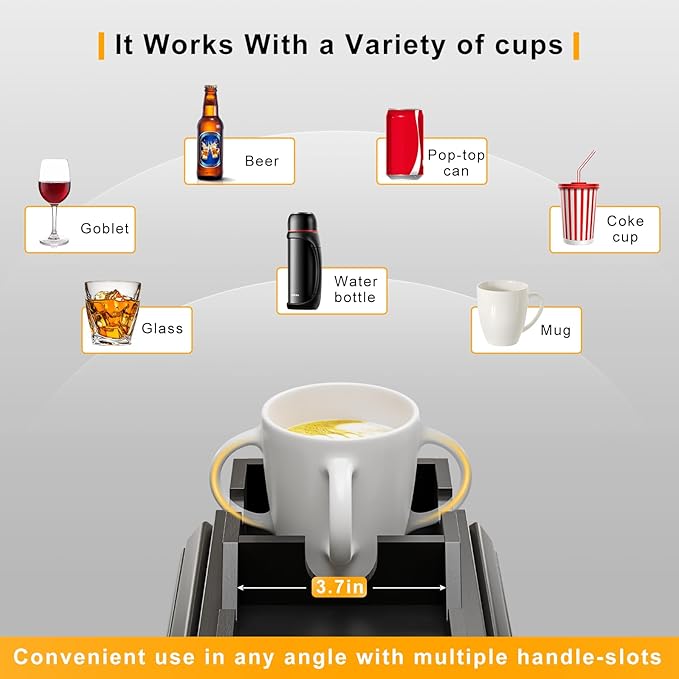Couch Armrest Table, Sofa Arm Tray with Detachable Couch Cup Holder - 2 in 1 Anti-Slip Foldable Sofa Armchair Caddy Table for Drinks Cellphone TV Remote Snacks (Black)