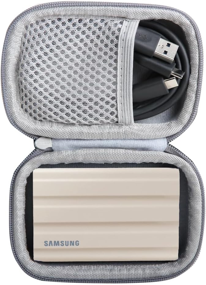 Hermitshell Hard Travel Case for Samsung T7 Shield 2TB / 1TB / 4TB, Portable SSD, USB 3.2 Gen2 External Solid State Drive (Grey, Case for 1 Hard Drives)