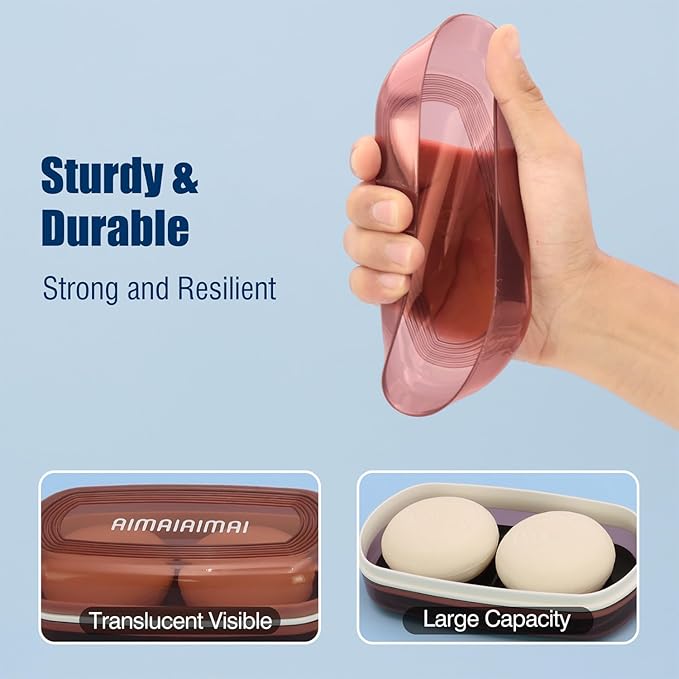 Shampoo Bar Holder Travel Case for Two Bars – Compatible with Kitsch Solid Shampoo & Conditioner Bars, Large Soap Container for Bathroom or Travel (1 Pack, Red Style A-Large)