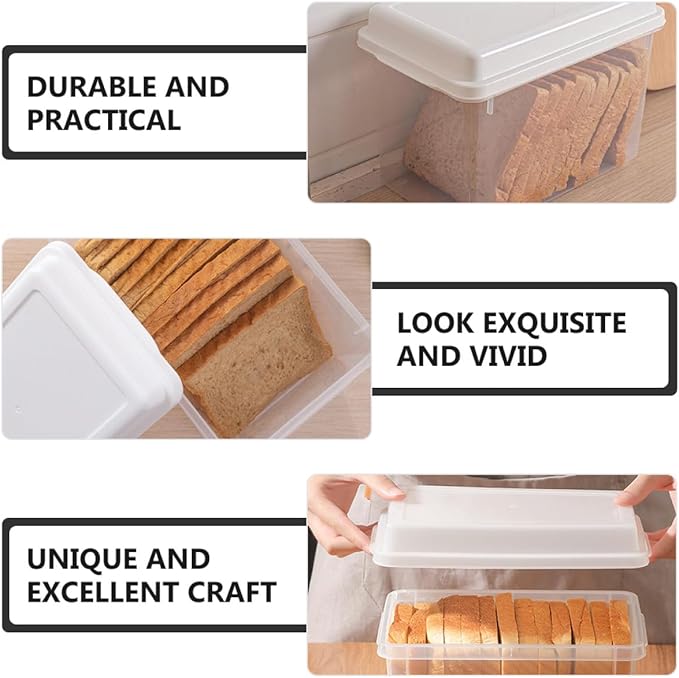 BESPORTBLE 2pcs Transparent Bread Storage Box with Lid for Kitchen Countertop Household Bread Bin Organizer Cheese Snacks Pantry and Bakery Use