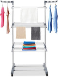 Drying Rack, 29.92*19.69*67.72inch 4 Tier Folding Clothes Drying Rack Rolling Laundry Garment Dryer Stand Multifunctional Stainless Steel Dryings Racks with Wheels for Bedrooms Lofts Balconies Patios
