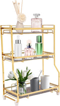 Bathroom Countertop Organizer, Gold Cosmetics Perfume Storage Display Rack Bathroom Counter Organizer for Small Spaces Skincare Makeup