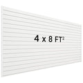 Slatwall Panel 8 FT x 4 FT, Interlocking Slat Wall Paneling, Wall Mounted PVC Wallpanel, Suitable for Garage Storage and Organizer, Slatwall Board, Shelves - White