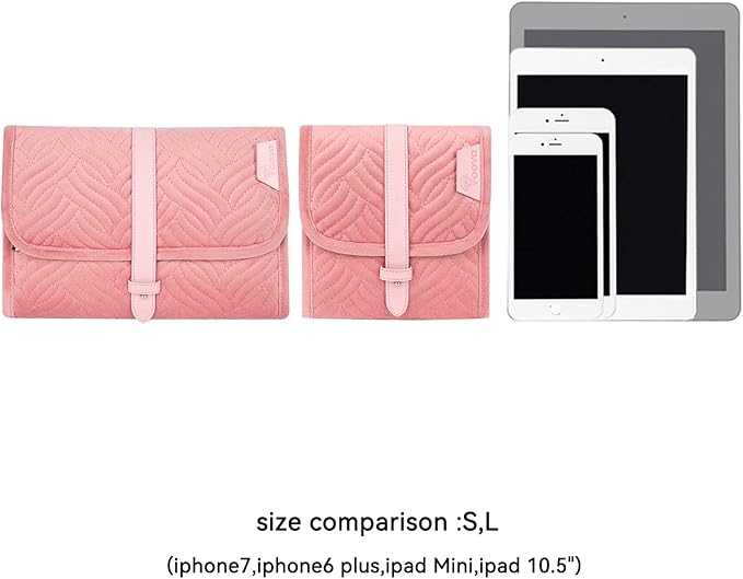 Voova Travel Jewelry Holder Organizer Case, Large Jewelry Storage Bag for Women Girls, Foldable Traveling Jewellery Pouch Roll for Necklaces Rings Earrings Bracelets, Pink
