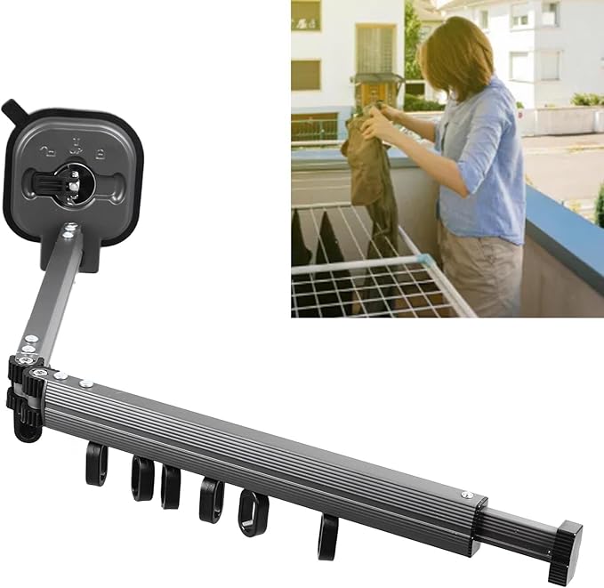 Retractable Clothes Drying Rack, 92cm/36.2in Wall Mount Laundry Hanger Windproof No Drill Clothes Storage Organizer with Suction Cup for Laundry
