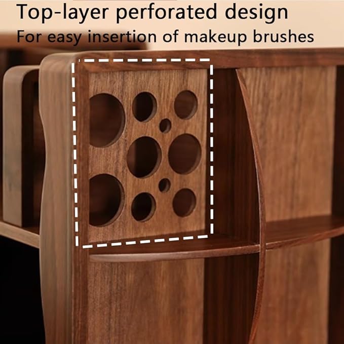360° Rotating Makeup Organizer, Spining Adjustable Wooden Vanity Storage for Skincare, Perfume and Cosmetics for Countertop Organizer for Bathroom and Dresser