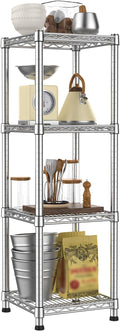 Metal Wire Shelving Unit Storage Shelves 4 Tier Adjustable Shelf Sturdy Steel Rack Standing Units Organizers organize for Laundry Bathroom Kitchen Closet Basement Garage Pantry Narrow Mesh Utility