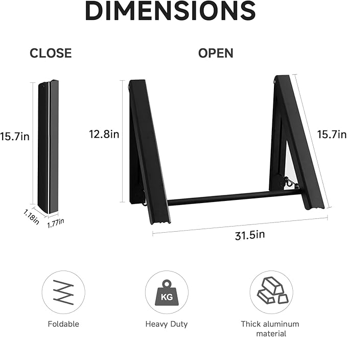 Retractable Clothes Drying Rack with 31 in Rod,Space Saver Wall-Mounted Retractable & Foldable Clothes Hanger for Laundry Room,Bedroom,Closet Storage Organization (2pcs, Black)