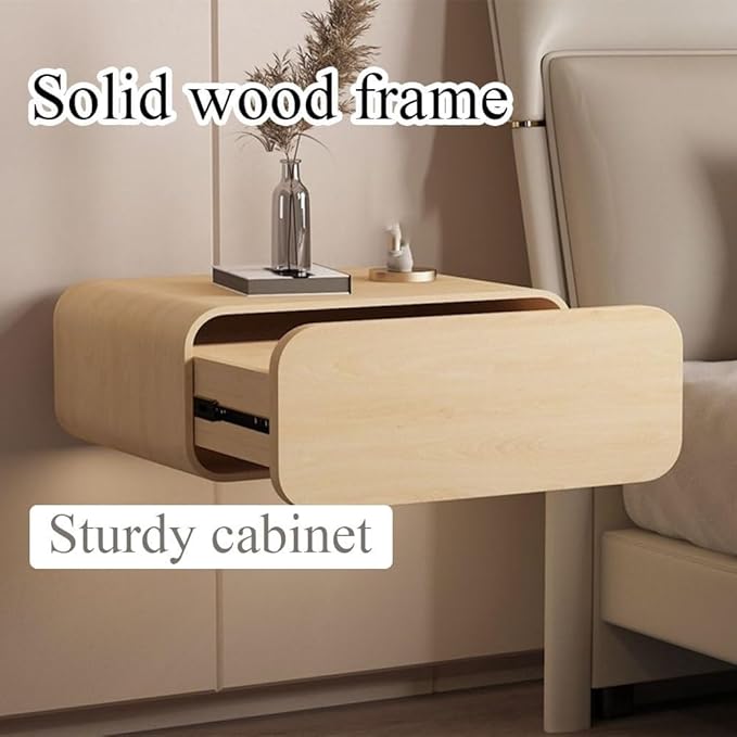Floating Nightstand Wood Bedside Table Wall Mounted Night Stand Floating Shelf Bedside Tables for Home Multi Scenario Use(White,45cm)