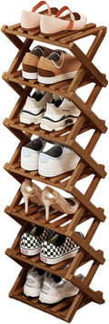 YYW Bamboo Shoe Rack for Entryway, Free Standing Shoe Racks Shelf Closet, Widen Foldable Vertical Shoe Storage Organizer for Living Room