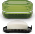 Soap Holder - Portable Travel Soap Case with Draining Layer - Perfect for Bathroom, Gym, Camping, Traveling (Green)