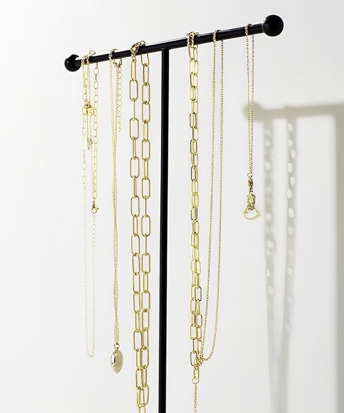 VROOMIUM Necklace Holder- Ceramic Base 1ft Height Jewelry Organizer Stand, Aesthetic Jewelry Hanger Display for Necklaces, Bracelets, Rings, Exhibidor de Collares-Minimalist White