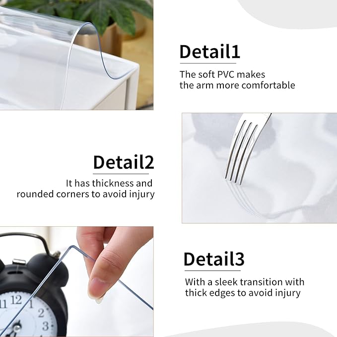 Clear Desk Mat, Non-Slip PVC Desk Protector Mat with Round Edge, Heat Resistant & Waterproof Clear Desk Writing Mat for Home and Office (23.6"*13.8")