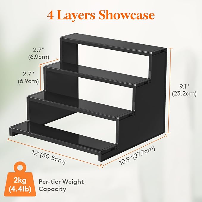 Lifewit 12 Inch Cologne Organizer for Men, 4 Tier Large Plastic Perfume Stand, Tool-free Assembly, Display Shelf for Fragrance, Aftershave, Skincare Makeup for Vanity, Bedroom, Bathroom Storage, 1 Pcs