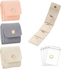 Mini Travel Jewelry Bag,Mini Jewelry Pouch,Protable travel Jewelry Storage Organizer Case,Small Jewelry Storage Roll with Buckle for Earrings,Rings,Necklaces (Pink+Gray+Off-white, 3Pcs)