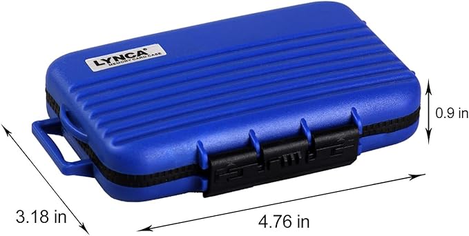 LYNCA 24 Slots Camera Memory Card Case Holder Water-Resistant Anti-Shock SD Card Case Holder Wallet for 8 SD Cards 4 CF Cards 12 Micro SD/TF Cards Storage Box, Compact Memory Cards Wallet (Blue)