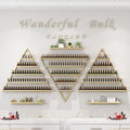 Wall Mounted Shelf Nail Polish Bottle Display Rack, Triangular Essential Oil Perfume Storage Rack, Multifunctional Hanging Salon/Beauty/Nail Shop Organizer Perfume Holder(Size:6,Color:Gold)