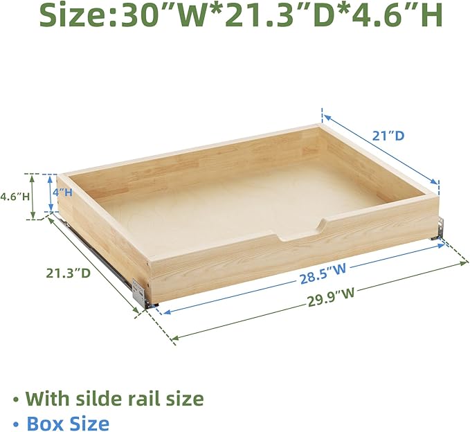 Pull Out Drawers for Cabinets, 28½” W x 21” D Soft Close Slide Out Drawers for Kitchen Cabinets, Cabinet Pull Out Shelves Requires At Least 29.5” Cabinet Opening