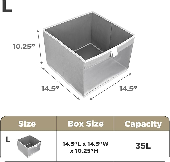 Linen Closet Organizers and Storage, Closet Storage Bins Basket Organizer, Foldable Organization Baskets with Mesh Window for Clothes Towels and Toys, 14.5" x 14.5" x 10.25", Gray, 4 pack