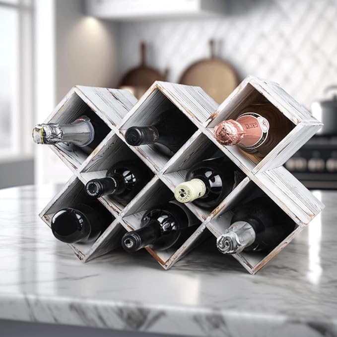 Penitent Man Wooden Wine Rack - Rustic Farmhouse Wine Racks Countertop Storage and Bottle Rack for Wine Storage