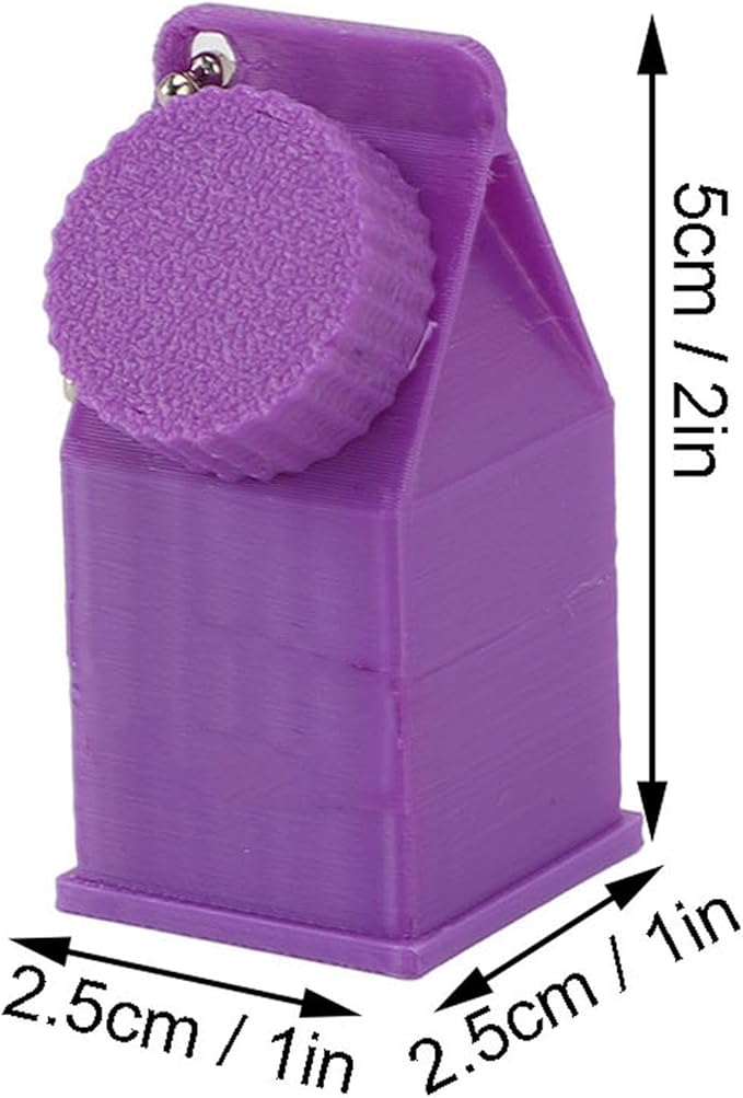 TOPINCN Milk Carton Box Keychain,Tolerant Holder Milk Carton Keychain Holder Mini Lactose Intolerance Pills Case Keychain Container (Purple)