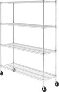 SafeRacks - NSF Certified Storage Shelves, Zinc, Heavy Duty Steel Wire Unit with Wheels and Adjustable Feet, Garage or Bakers Rack, Kitchen, Pantry Shelf - (18"x60"x72" 4-Tier) (Silver)