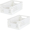 Tixill 2-Pack Mini Foldable Plastic Baskets for Organizing and Storage, Collapsible Storage Crate for Home Kitchen Bedroom Bathroom Office (5.9x3.8x2.2, White)