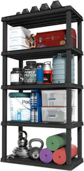 IRIS USA 5-Shelf Heavy Duty Plastic Storage Shelves, 750lb Capacity, 73" H x 36" W x 18" D, Large Modular Shelving Unit Storage Organizer for Garage, Home, Warehouse & Gym, Storage Rack - Black