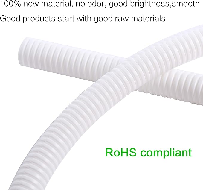 Alex Tech 25ft - 1/2 inch Split Wire Loom Tubing - White