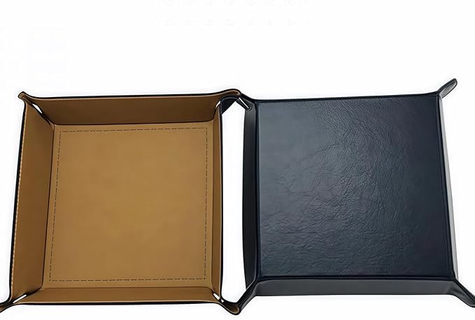 siduater Valet Tray Desktop Storage Organizer, Vegan Leather Catchall Tray Bedside Vanity Tray Nightstand Caddy Holder for Remote Controller, Watch, Keys, Phone, Wallet, Sunglasses, Jewelry, Khaki
