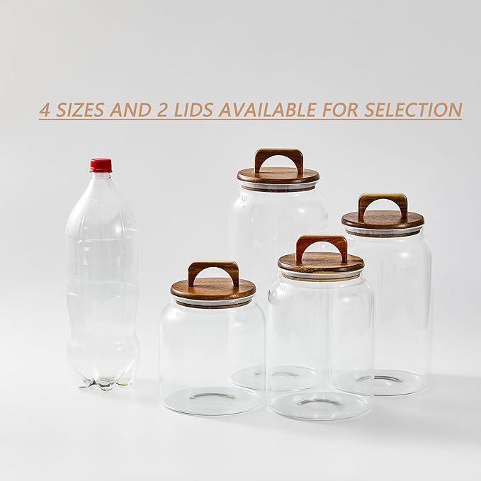 Sweejar Glass Jars for Laundry Room Organization, 90 ounce Laundry Pods Container, Glass Food Storage Jars with Airtight Lid, 1 Pack, Press Lid