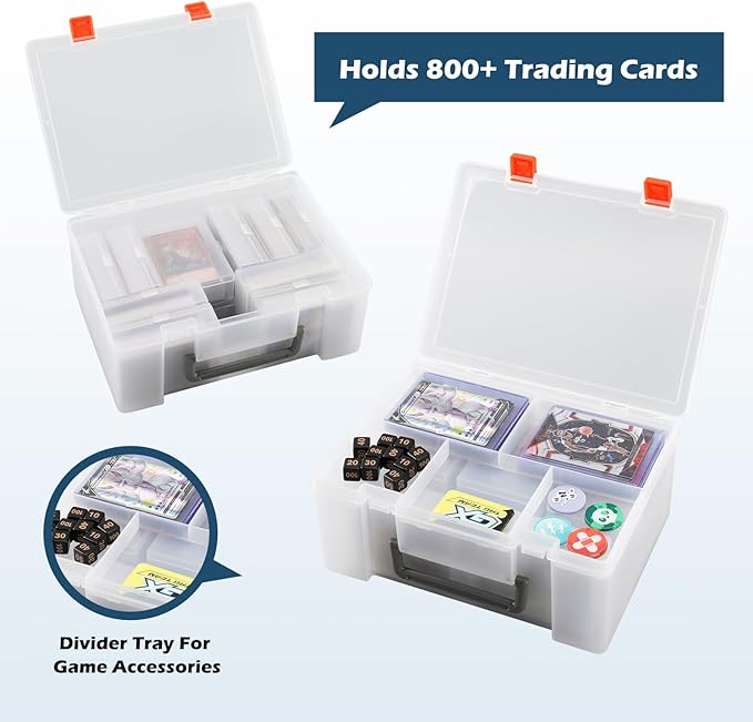 Trading Card Storage Box: Card Case Holder Organizer for 800+ Pokemon, MTG, Yugioh, TCG Cards with 11 Individual Starter Deck Box Each Holds 70 Cards