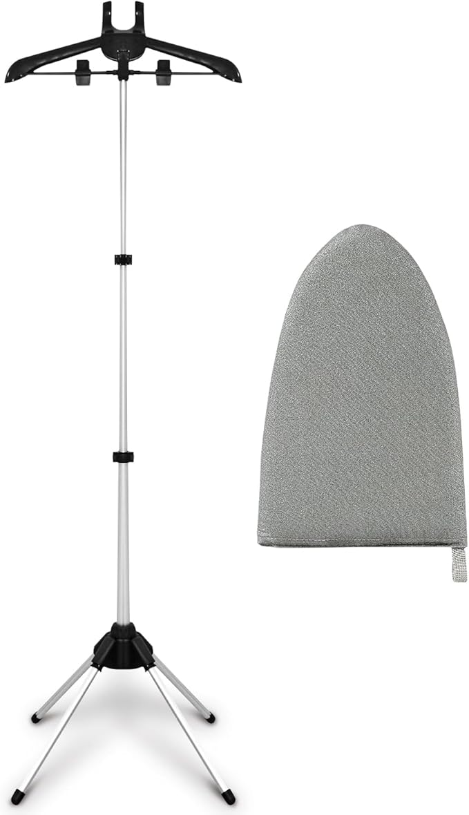 Garment Steamer Rack & Garment Ironing Glove for Steaming Clothes, Clothes Steam Rack, Adjustable StandingGarment Hanger Handled Mini Ironing Board, Hanging Steamer Ironing Accessories for Clothes