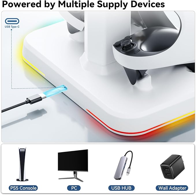 PSVR 2 Charging Station, Fast Charging Dock with Magnetic Clasp, Storage Stand for VR2 Headset & PS5 Controller with 9 RGB Modes, Includes Type-C Connectors Commodore 64 Games