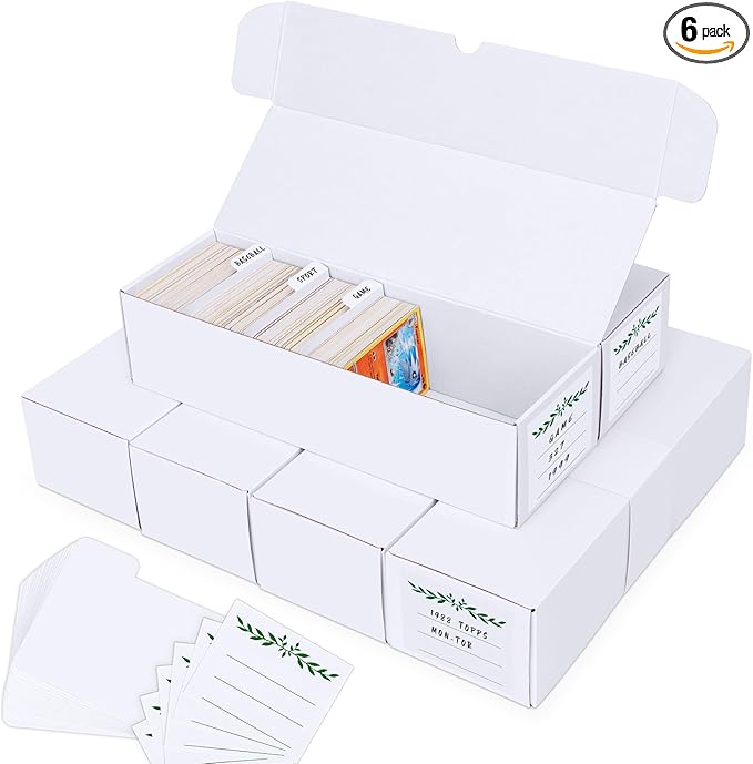 Trading Card Storage Box, card organizer box with dividers for Baseball, Sports, Game, Playing Card Collection, pack of 6