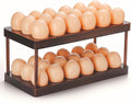 YOUEON Acacia Wooden Egg Holder with Double Layers, Detachable Wooden Egg Tray Holds 36 Fresh Eggs, Countertop Storage Rack for Gathering Fresh & Easter Eggs, Rustic Decor