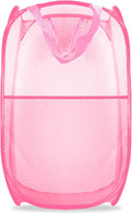 Collapsible Pop Up Laundry Hamper, Extra Large Mesh Foldable Laundry Basket, 28" x 16" x 16"(Pink)