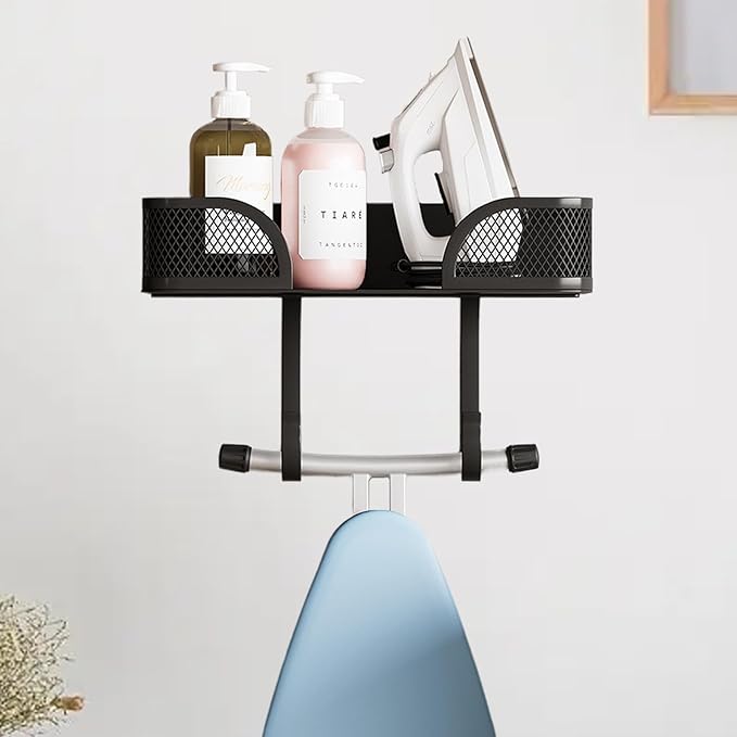 Ironing Board Holder Wall Mount,Laundry Room Organization and Storage,Adjustable T&V Shaped Space Saving Ironing Board Hanger,Laundry Room Decor and Accessories,Black