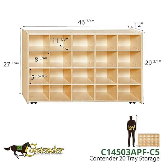 Contender C14503APF-C5 (COO2Z) Mobile 20 Tray Storage with Assorted Pastel Trays - Assembled with Casters