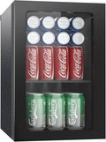 Compact Freestanding Beverage Refrigerator,24 Can/0.9 Cubic Feet Mini Fridge with Reversible Glass Front Door for Soda, Beer or Wine, Under Counter Small Refrigerator with Adjustable Shelves