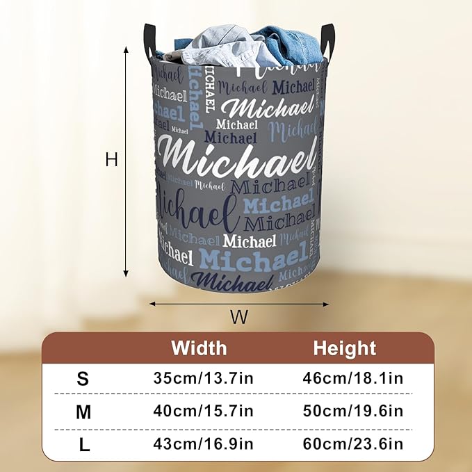 Custom Name Laundry Hamper, Personalized Laundry Baskets with Name for Boys Girls Women Men, Customized Collapsible Dirty Clothes Hamper Easy Storage Gifts for Bedroom Bathroom Living Room