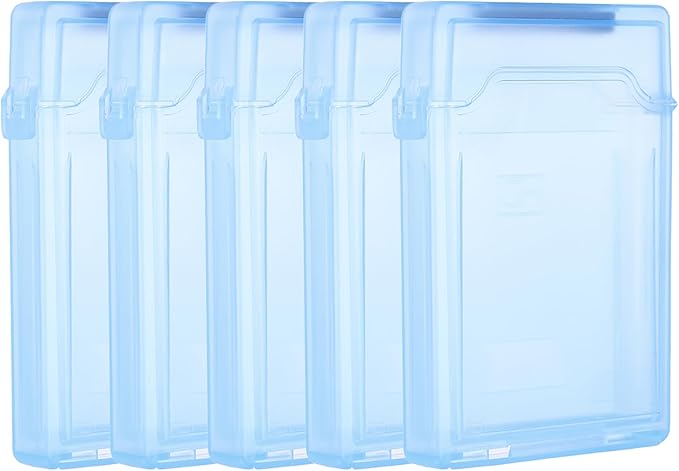 PATIKIL 4.5" x 3.2" Hard Drive Disk Case, 5Pcs Plastic Hard Disk Storage Box Portable Anti-Static Case for 2.5" External SSD HDD, Blue