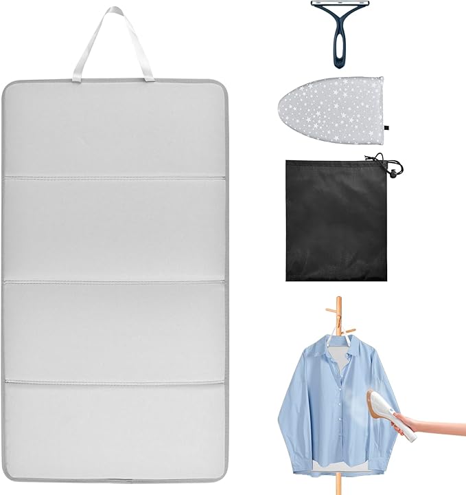 Steamer Board for Clothes with Ironing Glove, Stand for Steaming Clothes, Garment Steamer Pad Portable Ironing Board Included Lint Remover & Storage Bag for Suits Shirts Coats Portable Travel Home Use