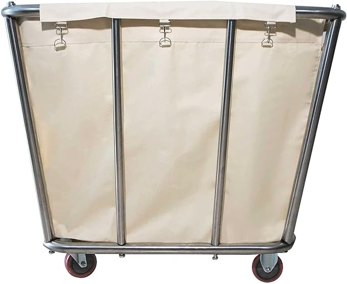 Laundry Cart Commercial,10 Bushel (350L) Large Industrial Rolling Laundry Hamper with 4 Inch Wheels,Home Heavy Duty Laundry Baskets with Stainless Steel Frame, 260 LBS Weight Capacity