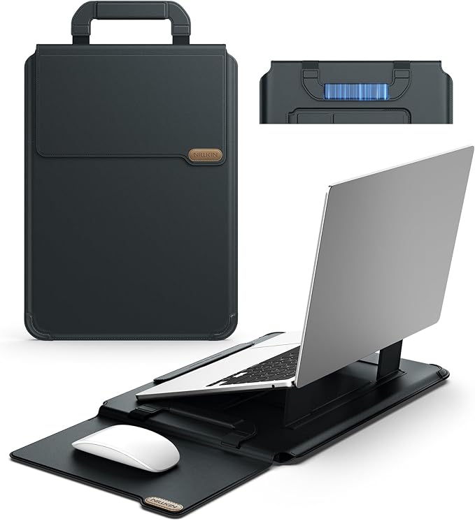 Nillkin 16 inch Laptop Sleeve with Handle (4-in-1), 2 Stand Modes, MacBook Sleeve with Adjustable Stand & Mouse Pad, Slim Laptop Case 16 inch for Samsung/Surface/HP/Chromebook/Dell 13-16'', Black
